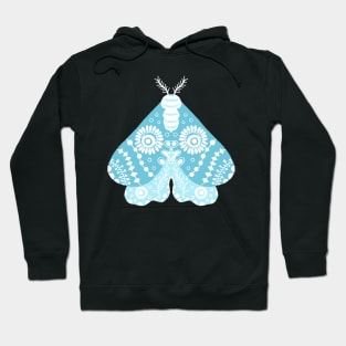 Folk Art Moth in Turquoise Hoodie